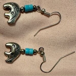 Silver and Turquoise Bear Earrings